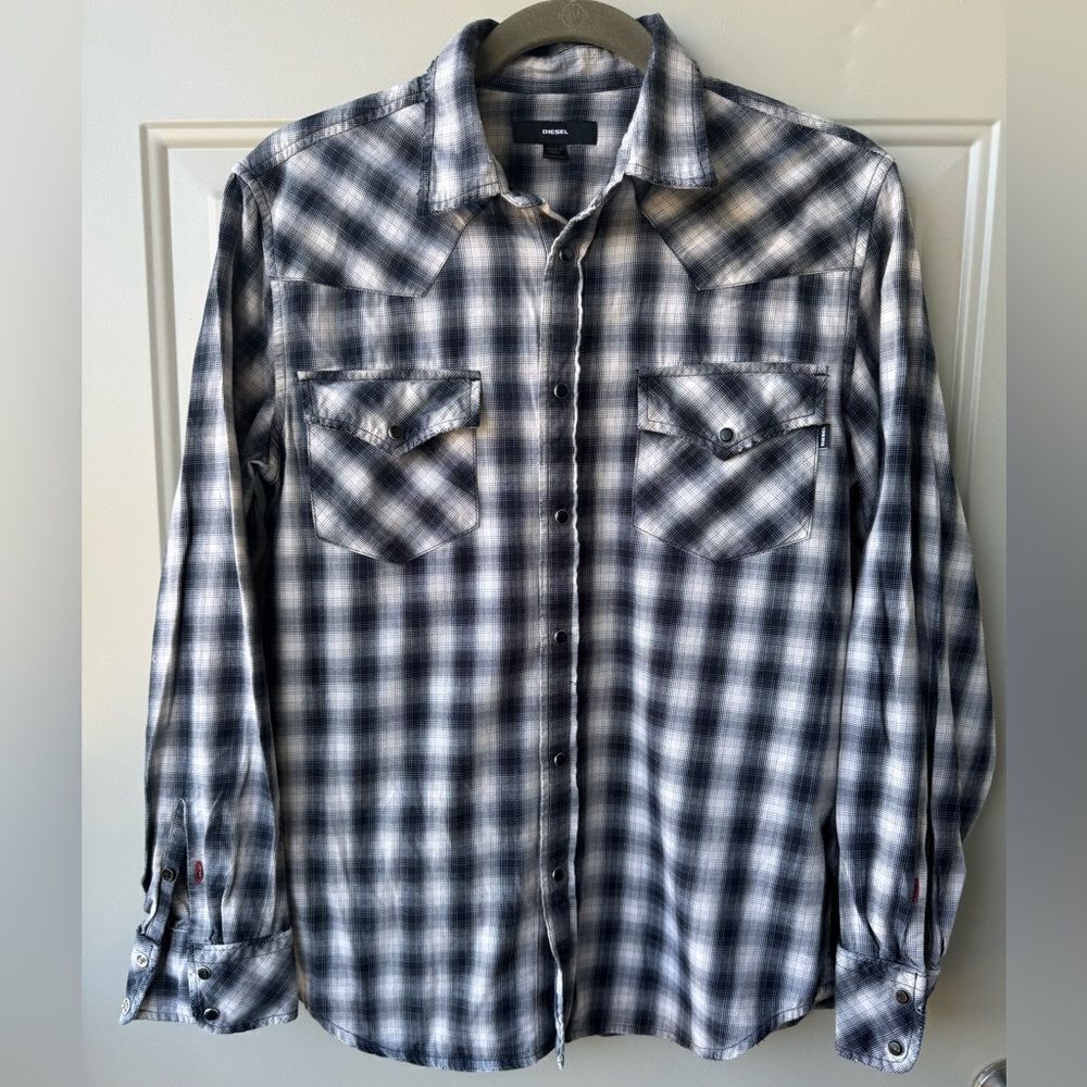 Diesel Long Sleeve Western Cowboy Snap Button-Up Shirt Men’s Size S Long Sleeve